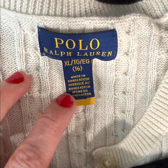 Ralph Lauren Mini-Cable Cotton Cardigan Girls XL 16 - Picture 4 of 5